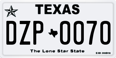 TX license plate DZP0070