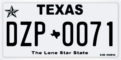 TX license plate DZP0071