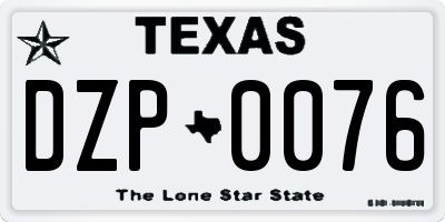 TX license plate DZP0076