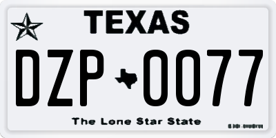 TX license plate DZP0077