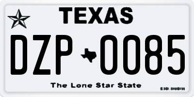 TX license plate DZP0085