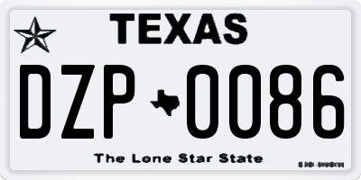 TX license plate DZP0086