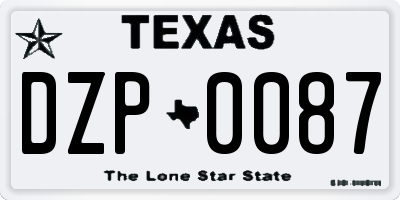 TX license plate DZP0087