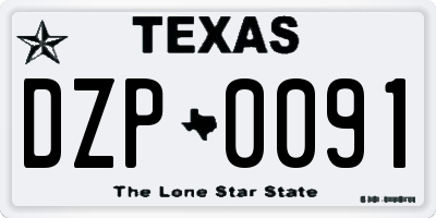 TX license plate DZP0091