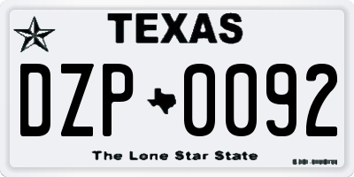 TX license plate DZP0092