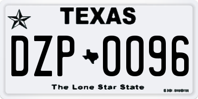 TX license plate DZP0096