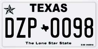 TX license plate DZP0098
