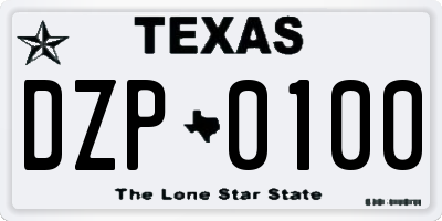 TX license plate DZP0100