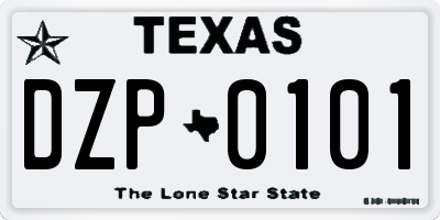 TX license plate DZP0101
