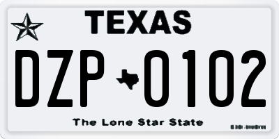 TX license plate DZP0102