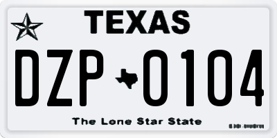 TX license plate DZP0104