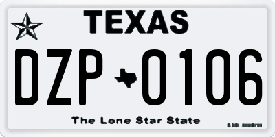 TX license plate DZP0106
