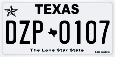 TX license plate DZP0107