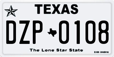 TX license plate DZP0108