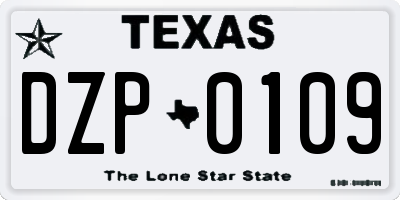 TX license plate DZP0109
