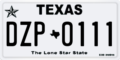 TX license plate DZP0111