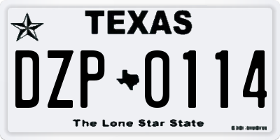 TX license plate DZP0114
