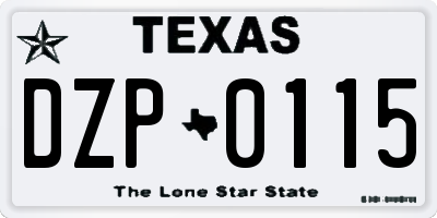 TX license plate DZP0115
