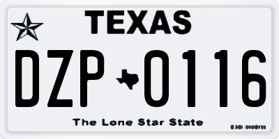 TX license plate DZP0116
