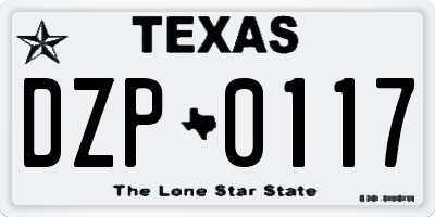 TX license plate DZP0117