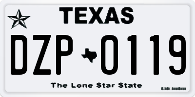 TX license plate DZP0119