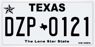 TX license plate DZP0121