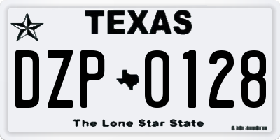 TX license plate DZP0128