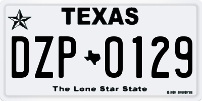 TX license plate DZP0129