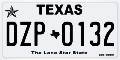 TX license plate DZP0132
