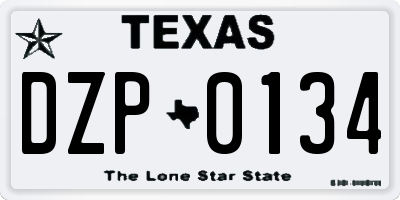 TX license plate DZP0134