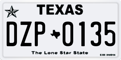 TX license plate DZP0135