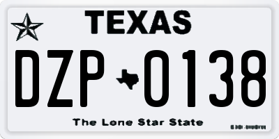 TX license plate DZP0138
