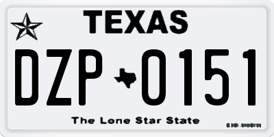 TX license plate DZP0151