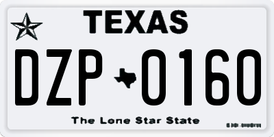 TX license plate DZP0160
