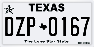 TX license plate DZP0167