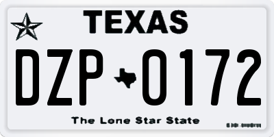 TX license plate DZP0172