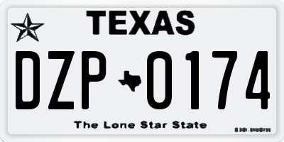 TX license plate DZP0174