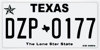 TX license plate DZP0177