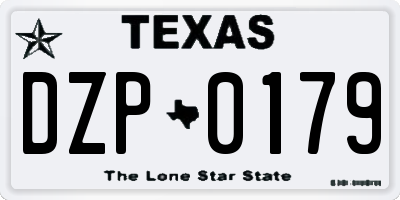 TX license plate DZP0179