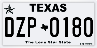 TX license plate DZP0180