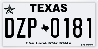 TX license plate DZP0181