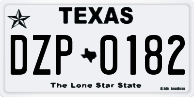 TX license plate DZP0182