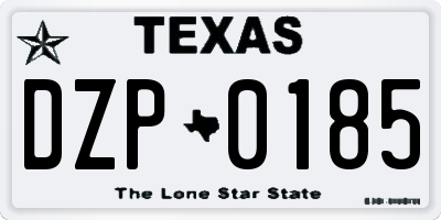 TX license plate DZP0185