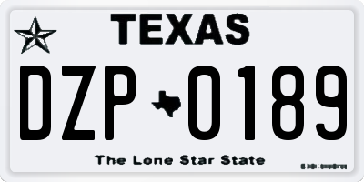 TX license plate DZP0189