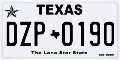 TX license plate DZP0190