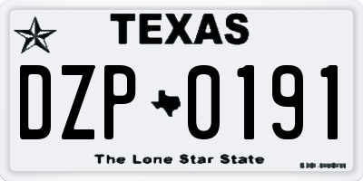 TX license plate DZP0191