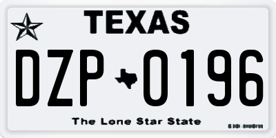 TX license plate DZP0196