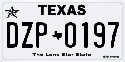 TX license plate DZP0197