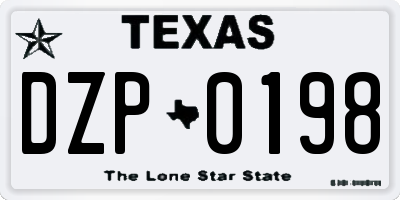 TX license plate DZP0198