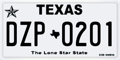 TX license plate DZP0201